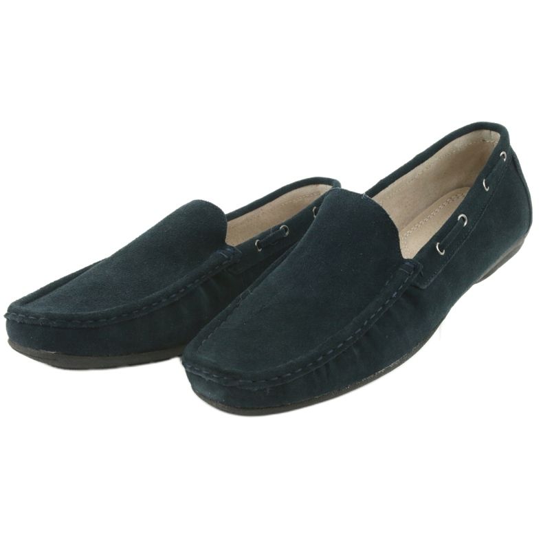 American Club Mocasines de cuero. Gamuza marina azul americano jk02 3
