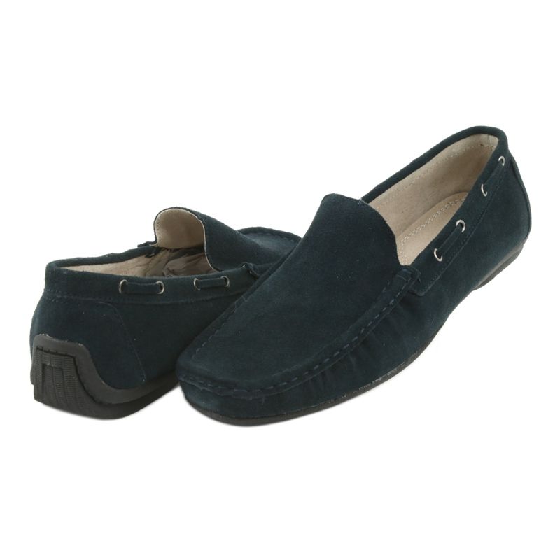 American Club Mocasines de cuero. Gamuza marina azul americano jk02 4