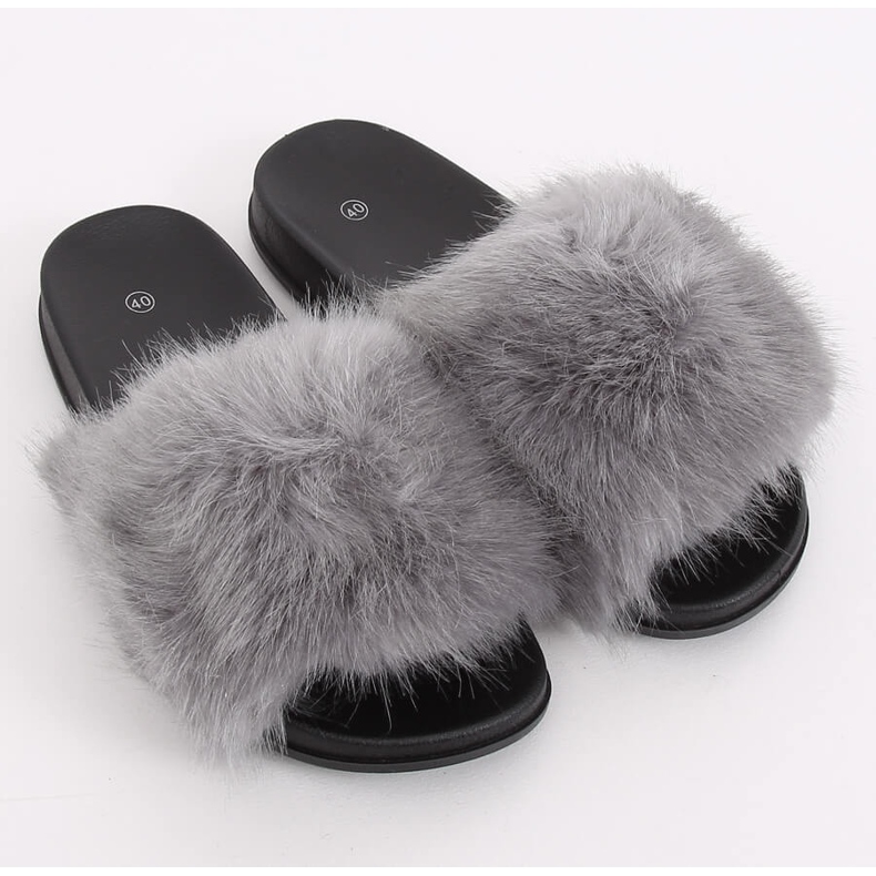 Pantuflas grises con piel CK107P Gris 1