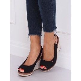 Sandalias negras con tacón de cuña R132P Negro 1