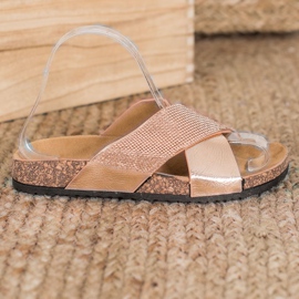 SHELOVET Pantuflas doradas clásicas dorado 3