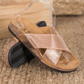 SHELOVET Pantuflas doradas clásicas dorado 4