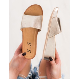 SHELOVET Zapatillas de cuña con estilo amarillo 1