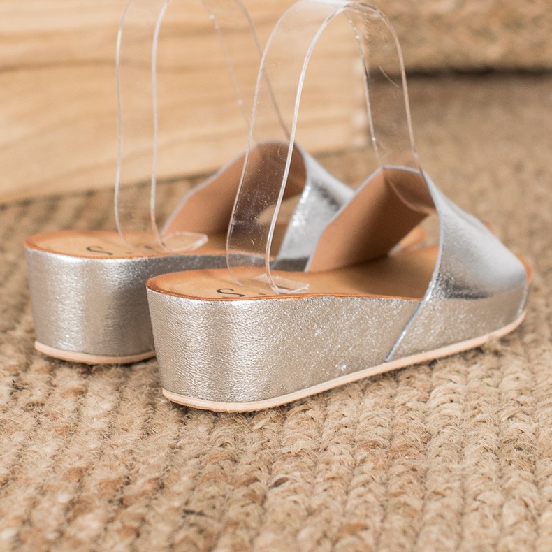 SHELOVET Zapatillas de cuña con estilo gris 1