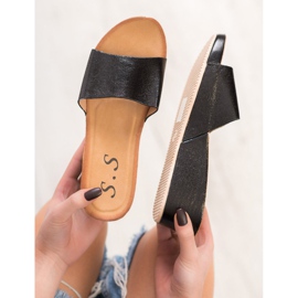 SHELOVET Zapatillas de cuña con estilo negro 3