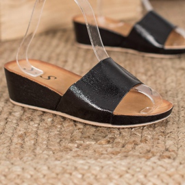 SHELOVET Zapatillas de cuña con estilo negro 2 SHELOVET Zapatillas de cuña con estilo negro 2