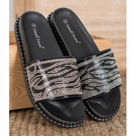 SHELOVET Zapatillas de moda con circonita cúbica negro gris 3