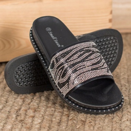 SHELOVET Zapatillas de moda con circonita cúbica negro gris 4