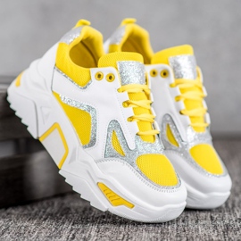 Seastar Zapatillas de moda con purpurina blanco amarillo 2