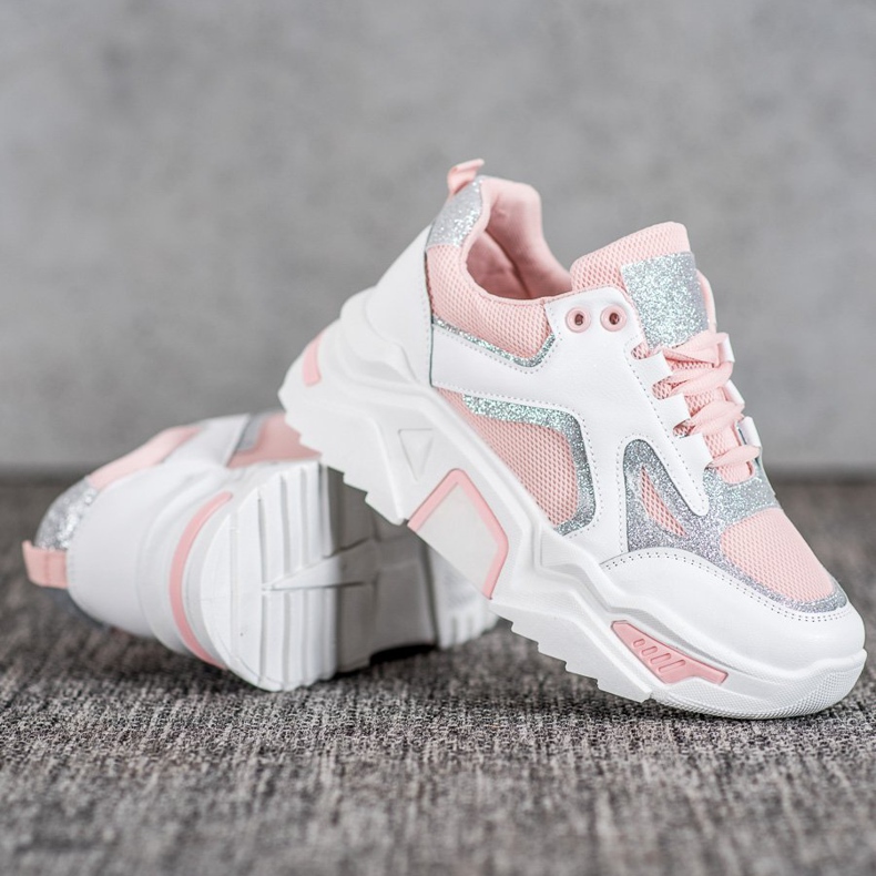 Seastar Zapatillas de moda con purpurina blanco rosado 1