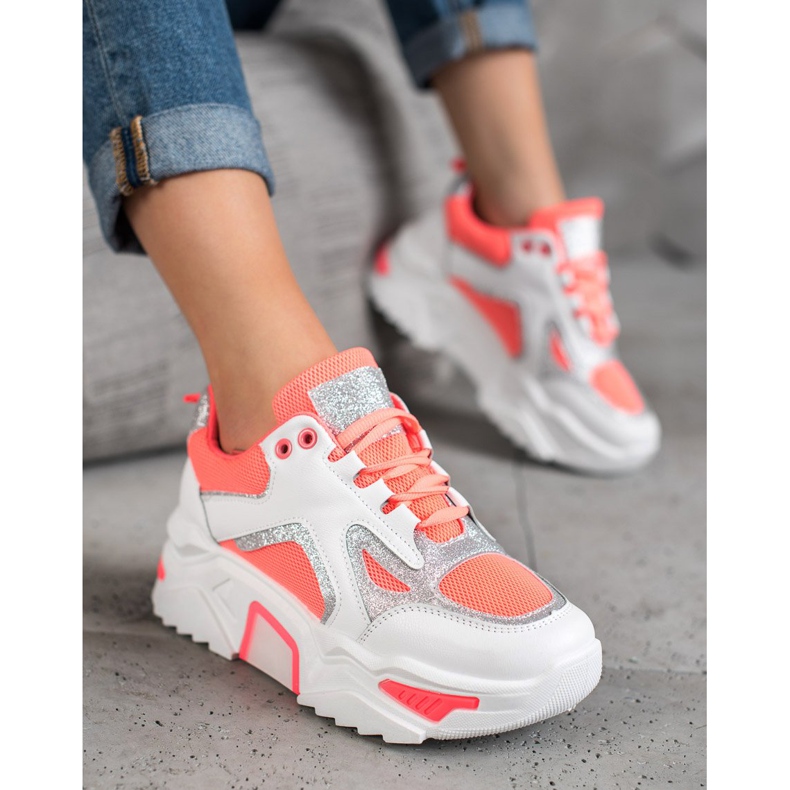 Seastar Zapatillas de moda con purpurina blanco naranja 2