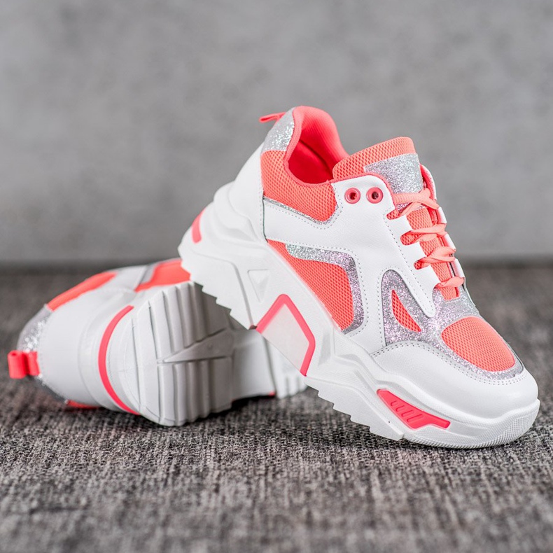 Seastar Zapatillas de moda con purpurina blanco naranja 1