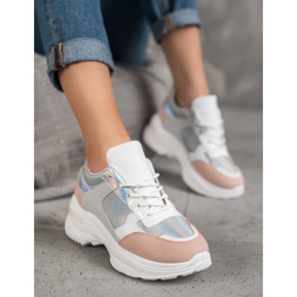 SHELOVET Zapatillas cómodas en la plataforma blanco multicolor 2