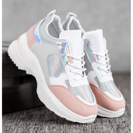 SHELOVET Zapatillas cómodas en la plataforma blanco multicolor 1