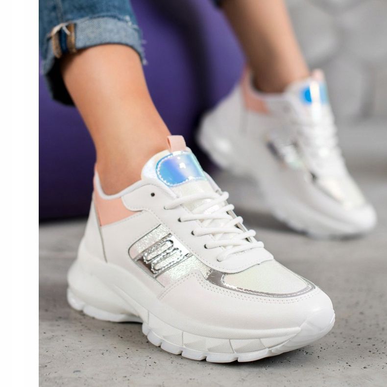 SHELOVET Zapatillas de deporte de cuero ecológico de moda blanco multicolor 2 SHELOVET Zapatillas de deporte de cuero ecológico de moda blanco multicolor 2