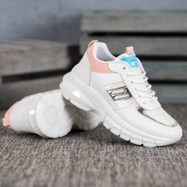 SHELOVET Zapatillas de deporte de cuero ecológico de moda blanco multicolor 4