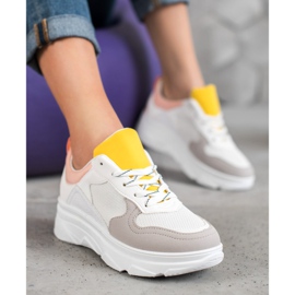 SHELOVET Zapatillas casual de cuero ecológico blanco multicolor 1