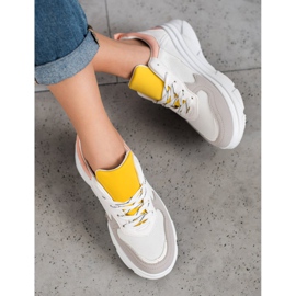 SHELOVET Zapatillas casual de cuero ecológico blanco multicolor 2