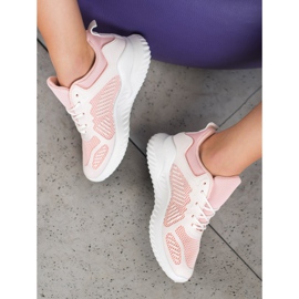 SHELOVET Zapatillas clásicas con malla blanco rosado 2
