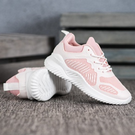 SHELOVET Zapatillas clásicas con malla blanco rosado 3