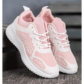 SHELOVET Zapatillas clásicas con malla blanco rosado 4