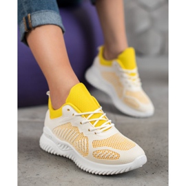 SHELOVET Zapatillas clásicas con malla blanco amarillo 5