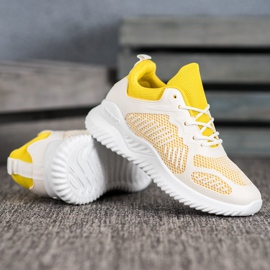 SHELOVET Zapatillas clásicas con malla blanco amarillo 3