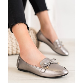 Clowse Elegantes bailarinas plateadas gris 1