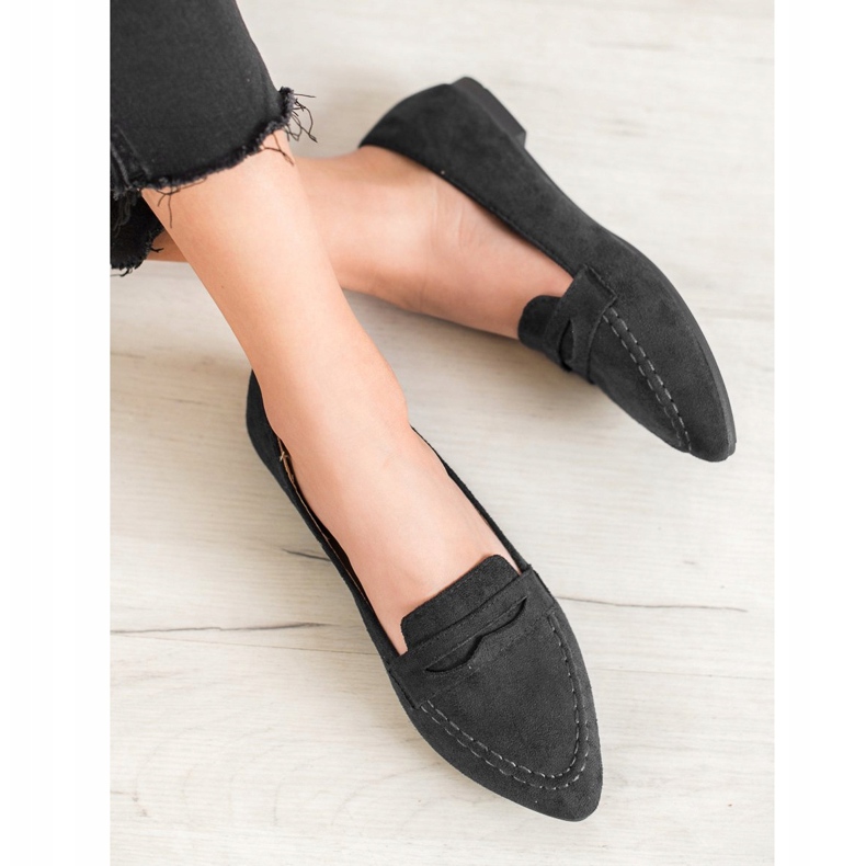 Best Shoes Mocasines de ante en Spitz negro 1