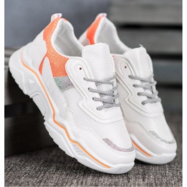 SHELOVET Zapatillas en la plataforma con purpurina blanco naranja 3