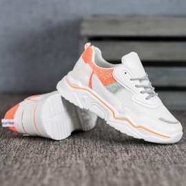 SHELOVET Zapatillas en la plataforma con purpurina blanco naranja 2