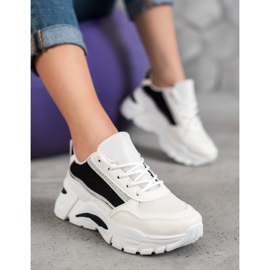 SHELOVET Zapatillas elegantes con purpurina blanco negro 4