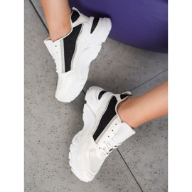 SHELOVET Zapatillas elegantes con purpurina blanco negro 1