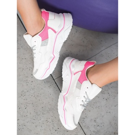 SHELOVET Zapatillas en la plataforma con purpurina blanco rosado 1