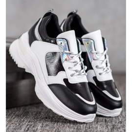 SHELOVET Zapatillas cómodas en la plataforma blanco negro 3