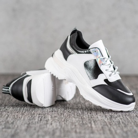 SHELOVET Zapatillas cómodas en la plataforma blanco negro 2