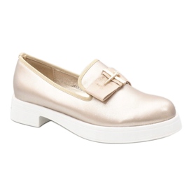 Zapatos dorados sin cordones en la plataforma JFL656-3 1 Zapatos dorados sin cordones en la plataforma JFL656-3 1