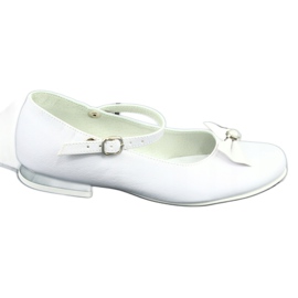 Miko Ballerinas de comunión blanca para niños con un arco 806 blanco 5