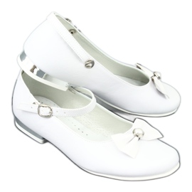 Miko Ballerinas de comunión blanca para niños con un arco 806 blanco 6