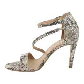 Sandalias de piel con pin Edeo 3344 serpiente / beige gris 2