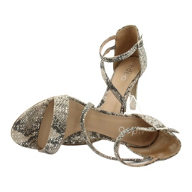 Sandalias de piel con pin Edeo 3344 serpiente / beige gris 5
