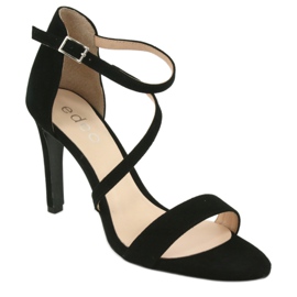 Sandalias de piel negra en el tacón Edeo 3344 negro 1