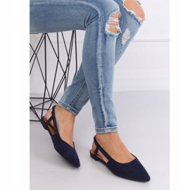 Bailarinas con tacones abiertos azul marino YJ335 Azul 4