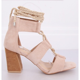Sandalias de tacón beige LL-229P Beige 3
