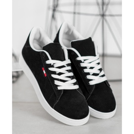 SHELOVET Zapatos cómodos de cuero ecológico negro 3