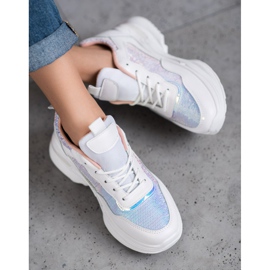 SHELOVET Zapatillas de moda con lentejuelas blanco 1