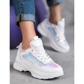 SHELOVET Zapatillas de moda con lentejuelas blanco 5