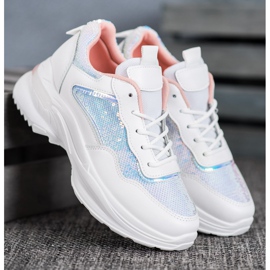 SHELOVET Zapatillas de moda con lentejuelas blanco 4