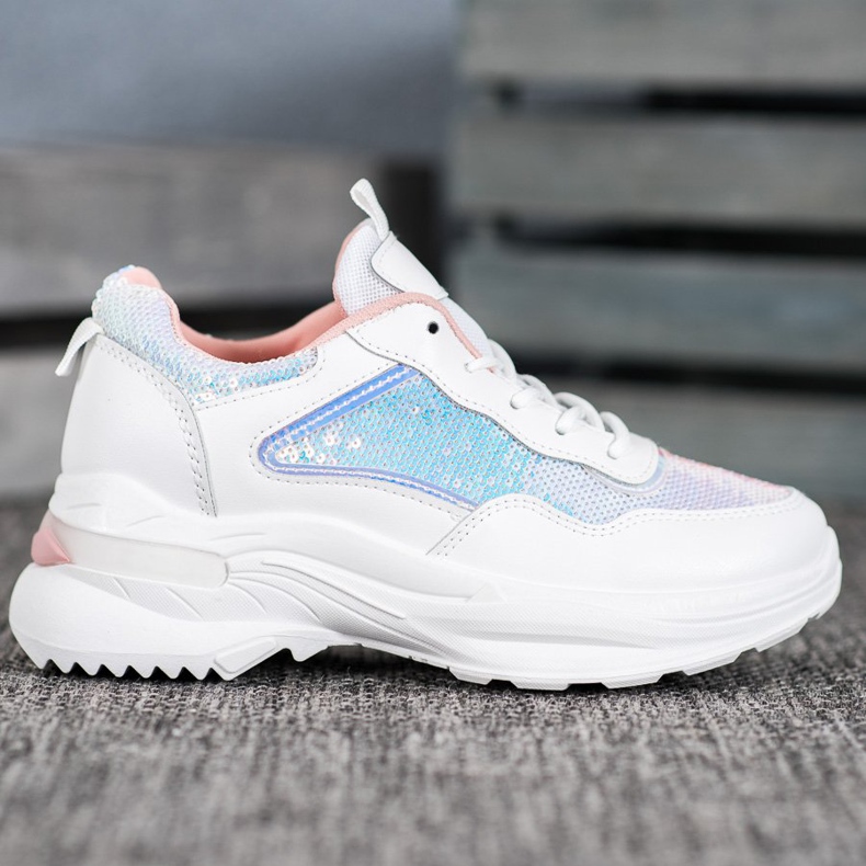 SHELOVET Zapatillas de moda con lentejuelas blanco 2