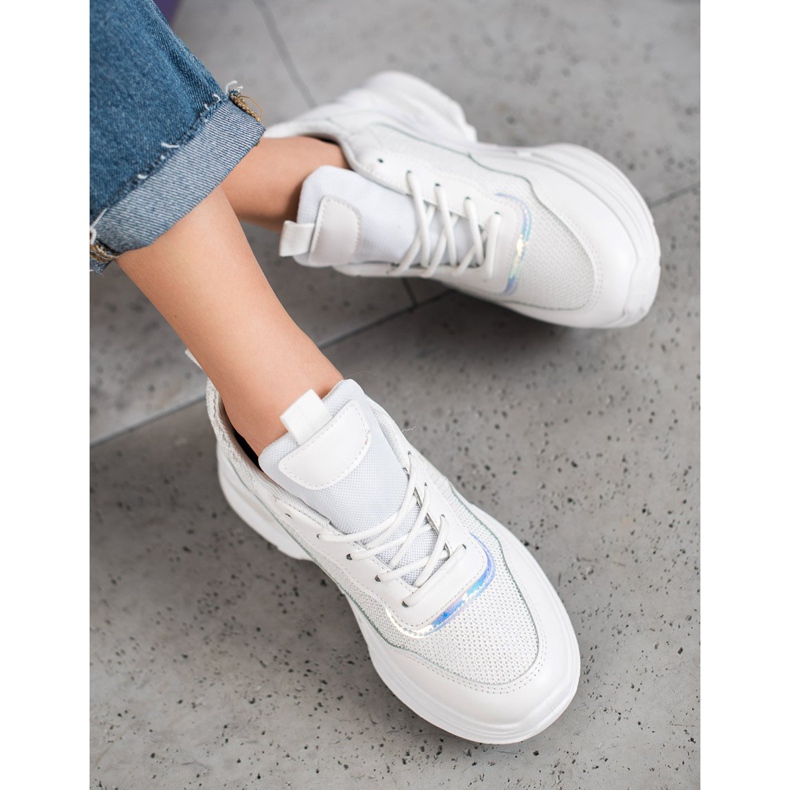 SHELOVET Zapatillas de moda con lentejuelas blanco 1